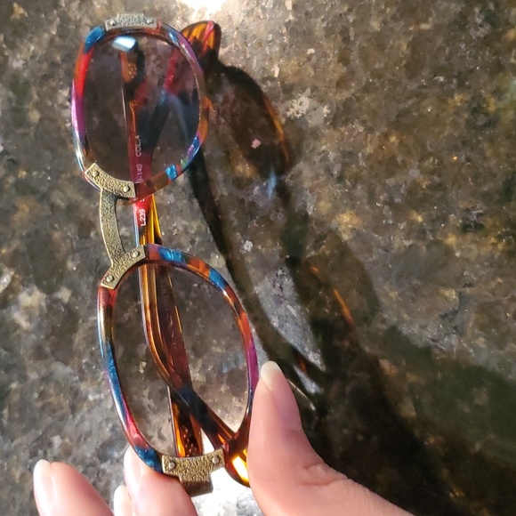 Vintage rainbow tortoise sunglasses frames with bronze accents. Funky style! - Picture 6 of 8